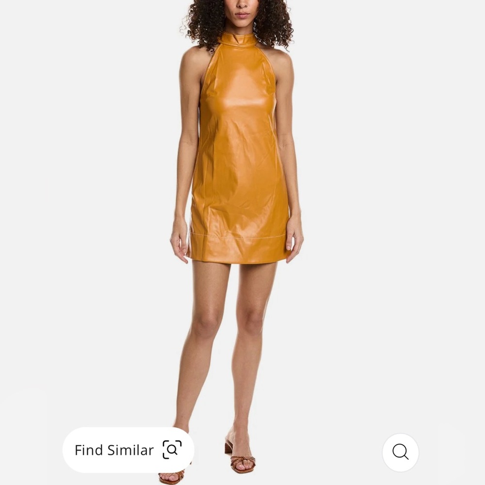 Staud Sicily Faux Leather Shift Dress - Honey - Size 8